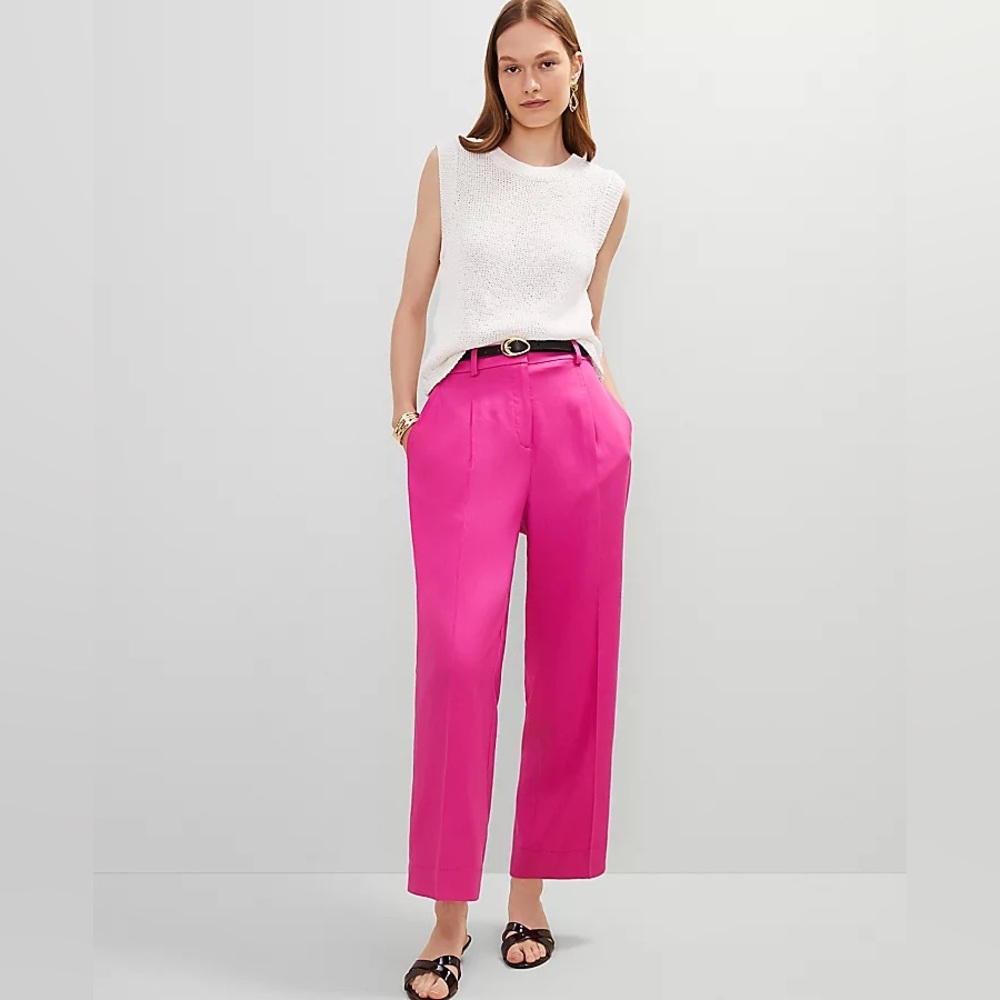 🔥🔥🔥NEW Ann Taylor The Petite Relaxed Ankle Pant Pink Trousers Size 8P